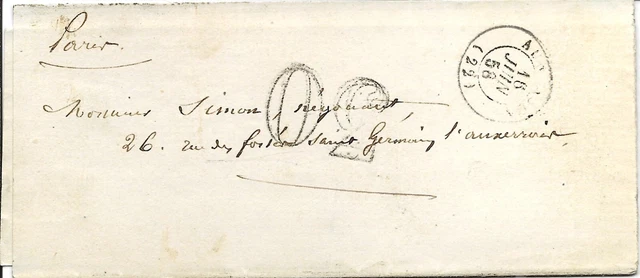 Lettre Ancienne Avec Cachet Taxe - Antraigues à La Palud - 26 Novembre 1856