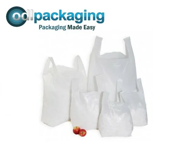 Plastic Vest Carrier Bags White - Supermarkets Market Stalls Shops Boutique