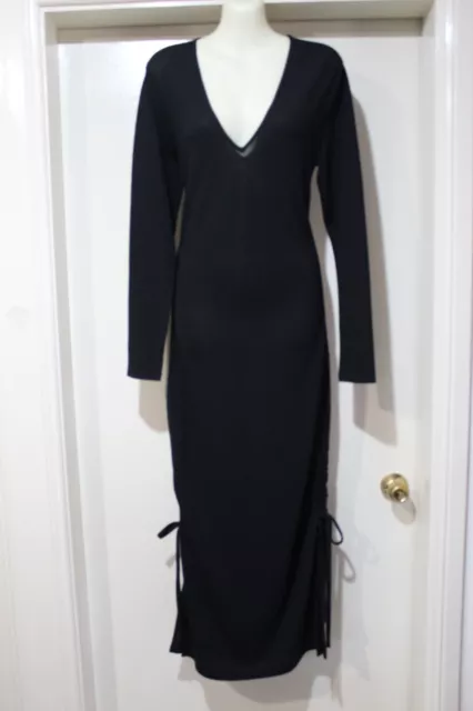 Nwt Sz-10 Long Maxi Gigi Ruched Sexy Black Party Dress By Wish