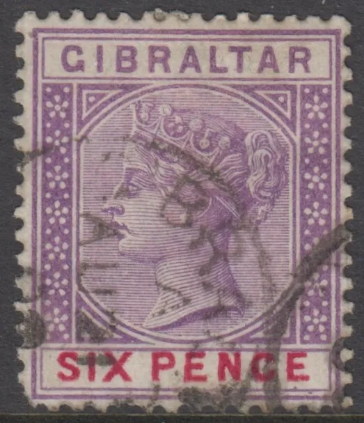 Gibraltar QV 1898 SG44 6d violet and red stamp. MM