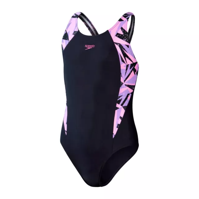 Speedo Navy Pink Lilac Girls Hyperboom Muscleback Swimsuit Swimming Costume New