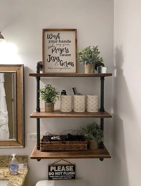 FODUE Industrial Pipe Shelving Bookshelf Rustic Modern Wood Ladder Storage Shelf