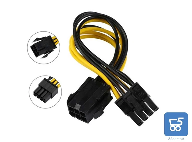 CAVO PCI EXPRESS DA 6 PIN femmina A 8 PIN maschio alimentazione schede video