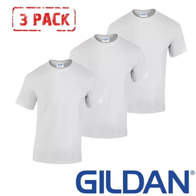 3 PACK Gildan Mens T-Shirt Heavy Cotton Plain Short Sleeve Tee Top Multi Colors