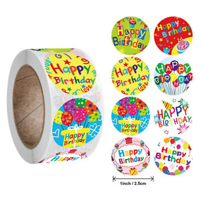 500 un. pegatinas de feliz cumpleaños para regalo coloridas pegatinas fiesta juguete_S0