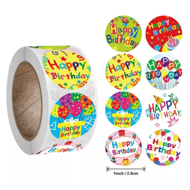500pcs HAPPY BIRTHDAY Sticker For Gift Colorful Stationery Sticker Party Toy*LN