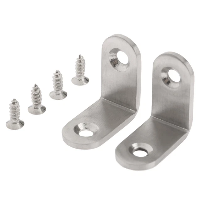 2pcs Stainless Steel Angle Brackets  Corner Brace Joint Right  Fastener L Shape