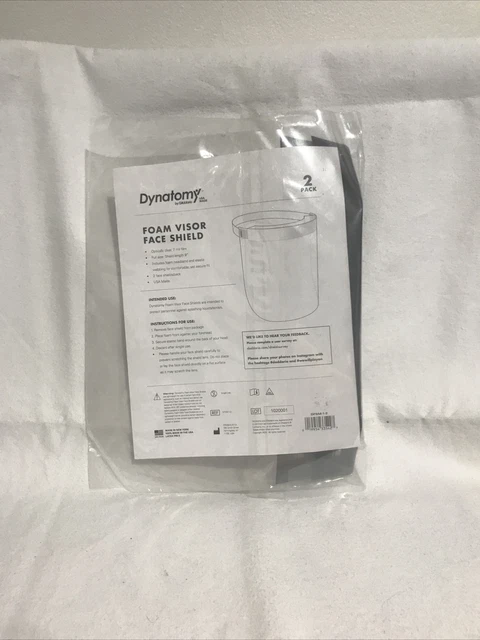 Dynatomy Face Shield 2-Pack, Full Coverage PPE, Made in USA - New (Open Box)