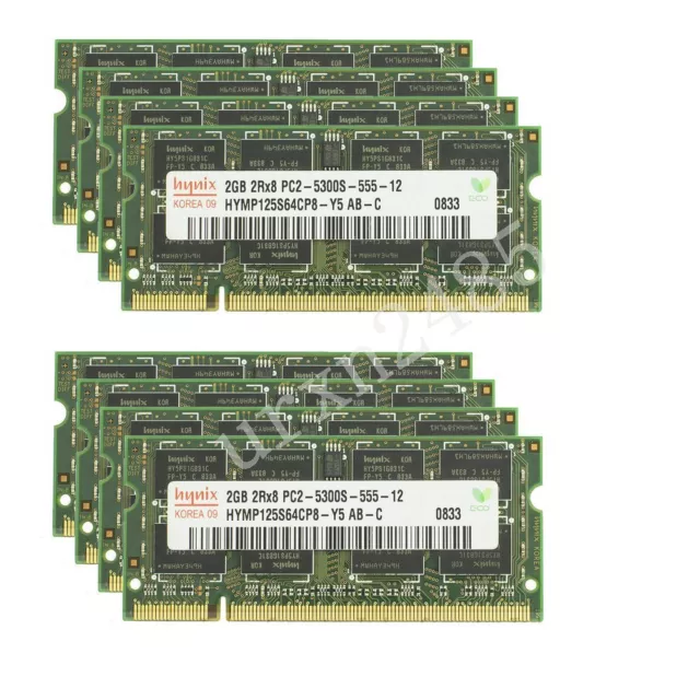 Für Hynix 16GB 8x 2GB1GB DDR2 667MHz PC2-5300 SODIMM Low Density Laptop-Speicher