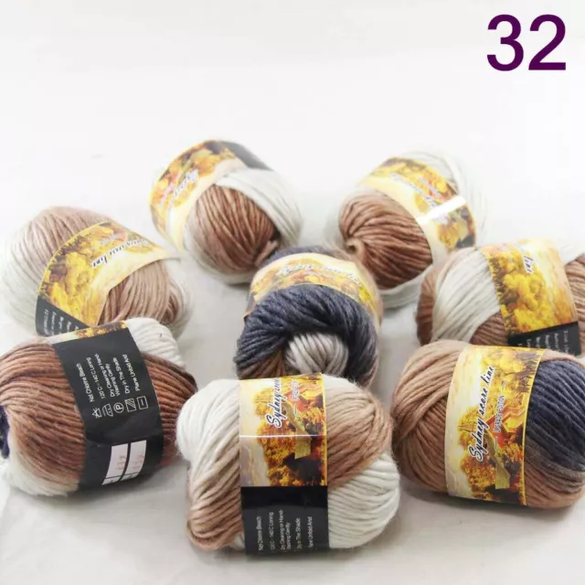SALE 8Skeins x 50gr NEW Chunky Colorful Hand Knitting Wool Yarn 832 Dark Bronze