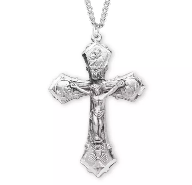 Jesus-Mary-Joseph Sterlingsilber Kruzifix - 4.6cm - 61cm Kette S15224