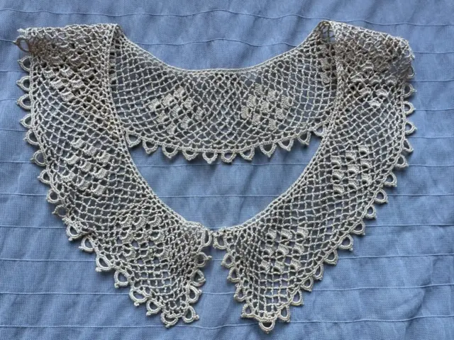 Beautiful French Vintage Handmade Crochet lace Collar - 26" by 2.25