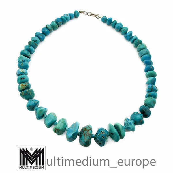 Türkis Halskette Steinkette Kette turquoise necklace 89,2g Mexiko Mexico