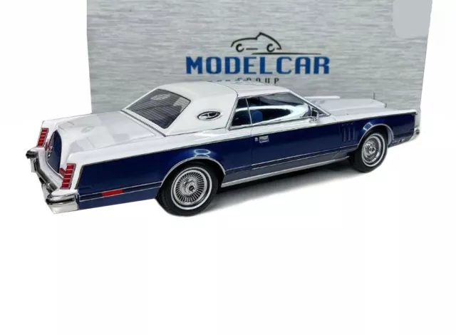 1978 Lincoln Continental Mark V Coupe White & Blue 1:18 Scale By Mcg