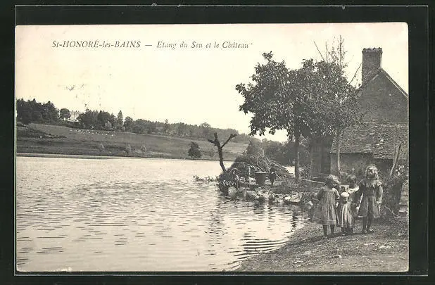 CPA St-Honoré-les-Bains, Etang du Seu et le Château 1907