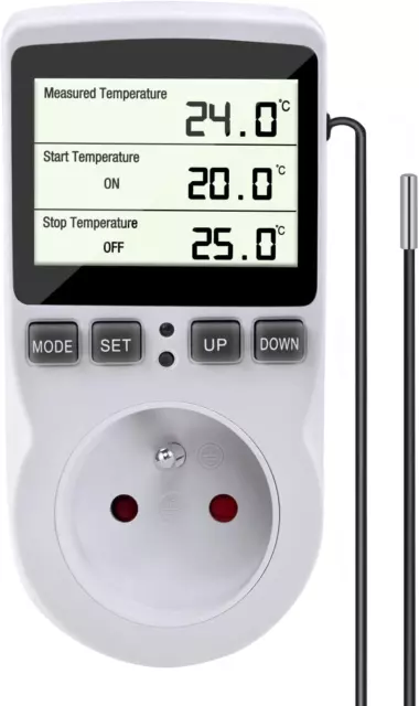 Gobesty Prise Thermostat, Regulateur Température Numérique, Prise Programmable