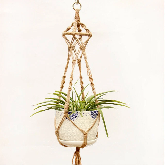 Pot Holder Macrame Plant Hanger Hanging Planter Basket Jute Rope Braided Craft