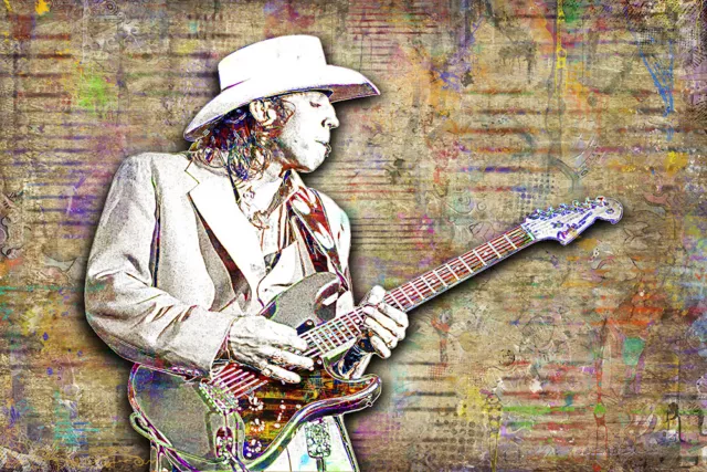 STEVIE RAY VAUGHAN 24x36in Poster,  Stevie Ray Vaughan 2 Art Free Shipping US
