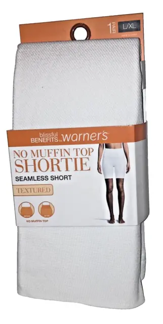 No Muffin Top L/XL Shaping Seamless Shorties Blissful Benefits by Warners White