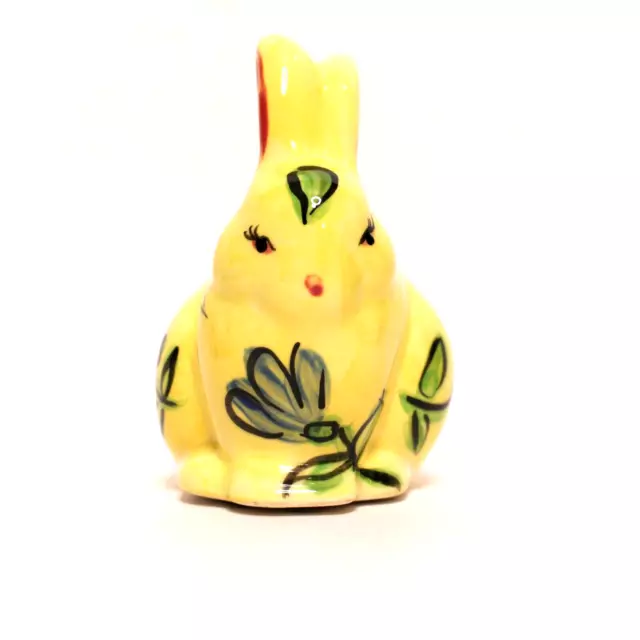 VTG Vicki Carroll Hand painted floral Ceramic Bunny Rabbit Easter Collectable
