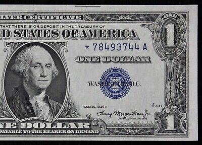 $1 CU 1935A Star silver certificate *78493744A one dollar, series A, Middle Run