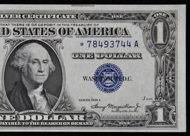 $1 CU 1935A Star silver certificate *78493744A one dollar, series A, Middle Run