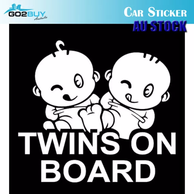 TWINS ON BOARD White Footprint Reflective Car Window Sticker Decal Decoration