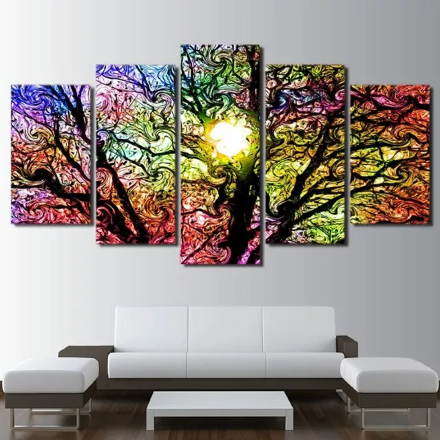5Pcs Wall Art Canvas Painting Picture Home Decor Modern Abstract Tree Swirl