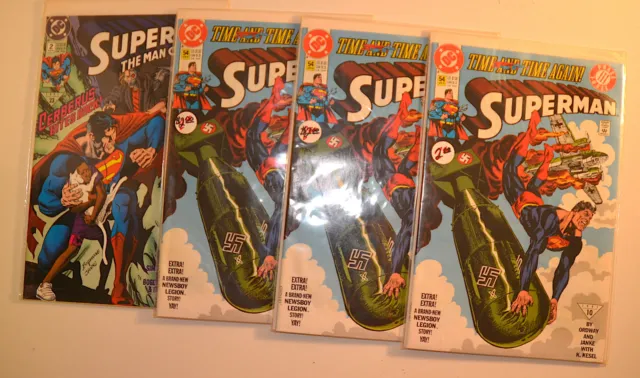 Superman Lot of 4 #54 (x3),Man of Steel 2 DC Comics (1991) 1st Print Comic Books