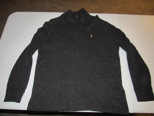 Suéter Polo by Ralph Lauren para hombre costilla estatal 1/4 cremallera negro manga larga talla L