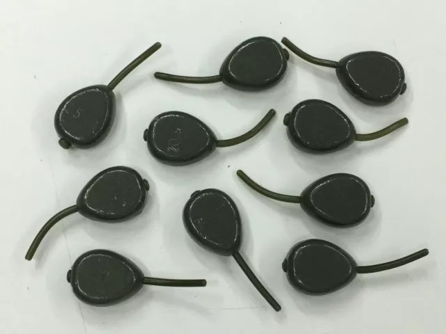 Pack of 10 x TMC Flat Pear Inline lead weights. Sizes 3oz - Carp + FREE GIFT