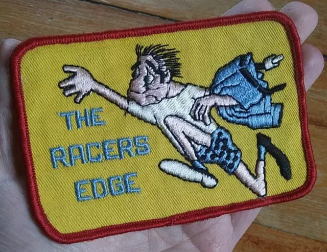 VINTAGE 1970s PATCH ~ The Racers Edge ~ Funny Humor Hippie Satire
