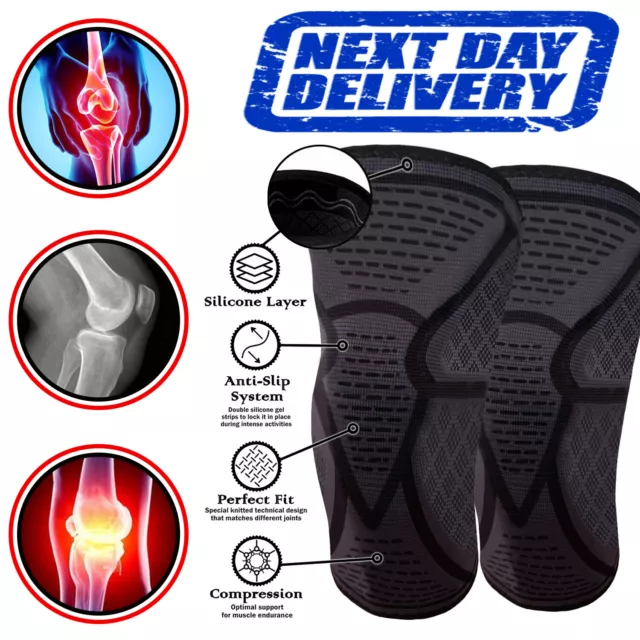 Knee Support Compression Sleeve Brace Patella Arthritis Pain Relief Gym