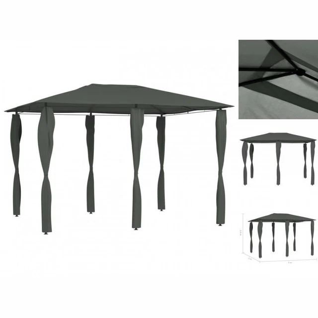 Pavillon Gartenzelt Mit Pfostenabdeckungen 3x4x2,6 M Anthrazit 160 G / M²