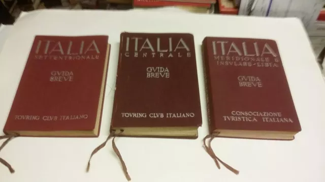 Guida Breve 3 volumi Touring Club Italia, NORD. 1937, CENTRO, 49 e SUD. 40, 6g23