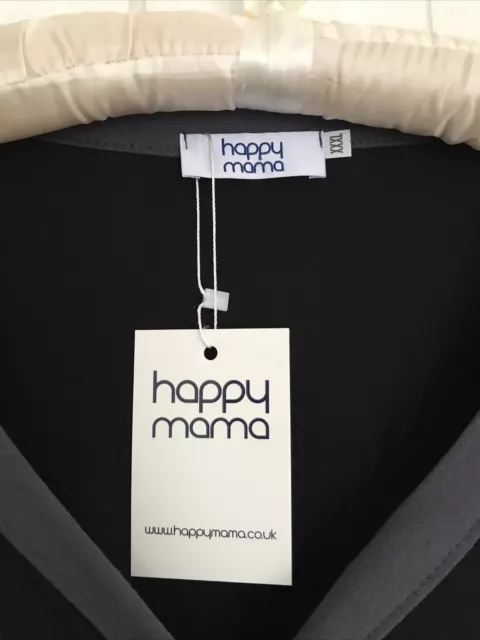 Abito da notte Happy Mama donna infermieristico nero e grigio finiture taglia 3XL NUOVO CON ETICHETTE 3