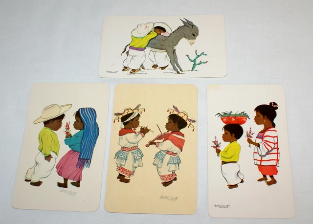 Vintage Typical Mexican Views Mexico Tipico Post - Cards Lot Of 4 (2530)