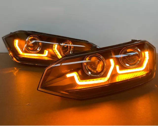 Scheinwerfer für VW POLO 2G AW LED BLINKER DYNAMISCH schwarz KLARGLAS Satz