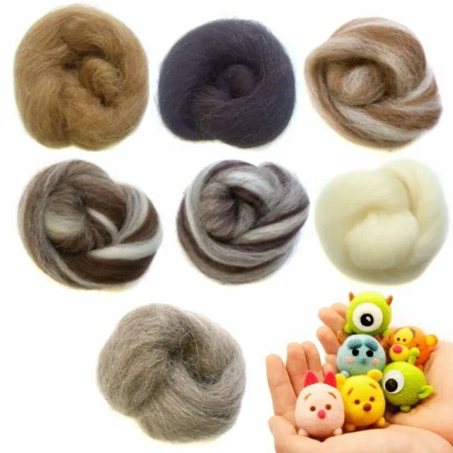 15 Colors Super Soft Wool Fibre Roving For Needle Felting Hand Spinningss  10/50g