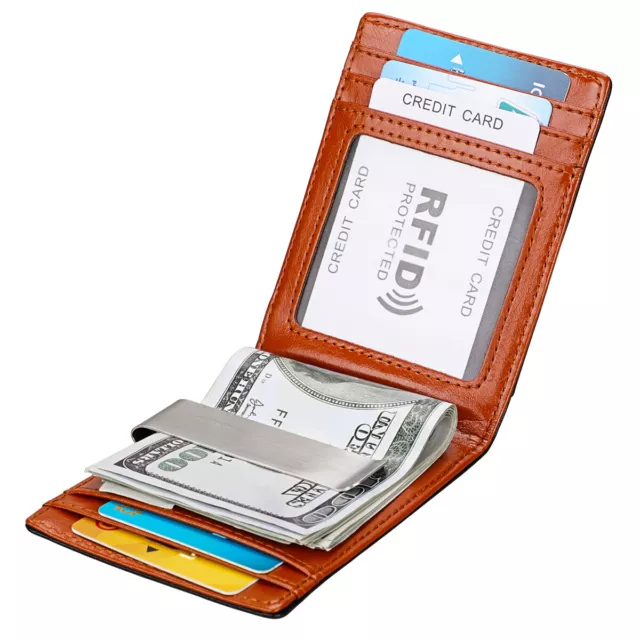 Slim Mens Wallet with Money Clip Leather RFID Blocking Bifold Credit Card Holder 6
