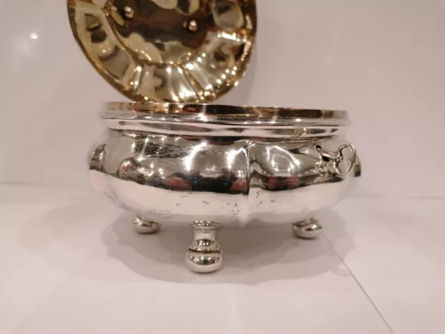 Antik 750 Silber Zuckerdose um 1850 / 1870, Schloss und Schlüssel, 17cm, D2 3