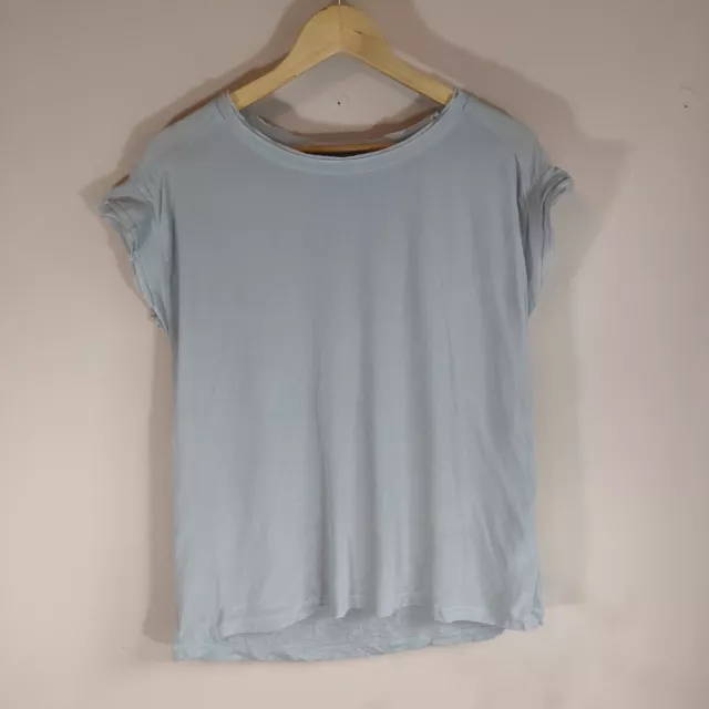 Jigsaw Grey Silk Linen Top Short Sleeve Size Small Tshirt Basic