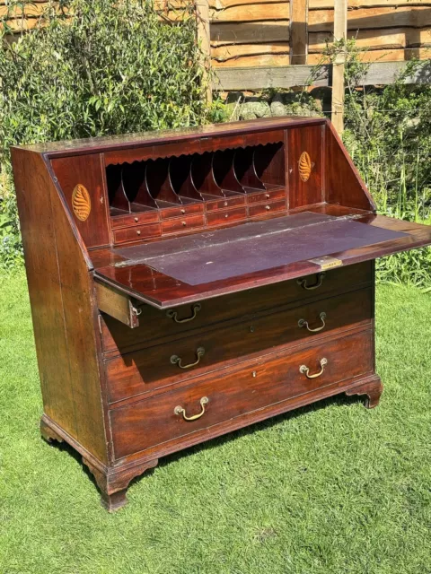 Antique Georgian Mahogany Bureau Desk With Secret Drawers