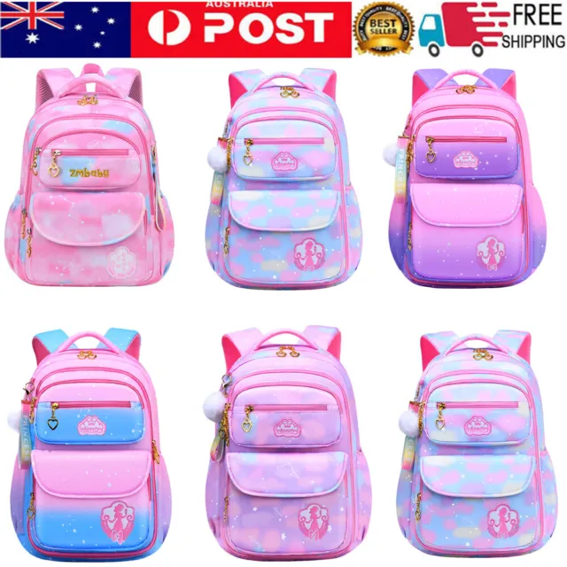 Kids Child Girls Rainbow Backpack School Shoulder Bag Student Princess Rucksack