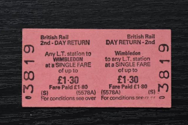 BRB(S) Railway Ticket WIMBLEDON to ANT LT STATION 2nd class #3819