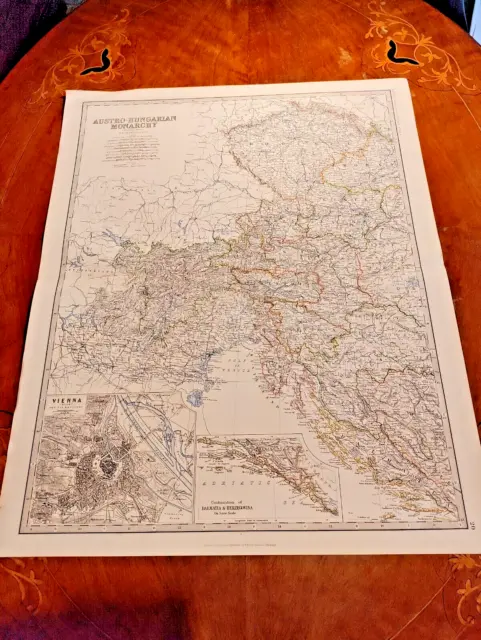 c1879 Large Colour Map K. Johnston General Atlas Austro-Hungarian Monarchy West