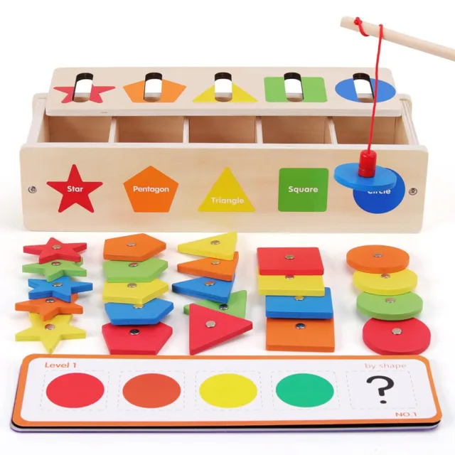 WOODEN COLOR & Shape Sorting Matching Box Toddler Montessori Early Learning  Toys £13.89 - PicClick UK