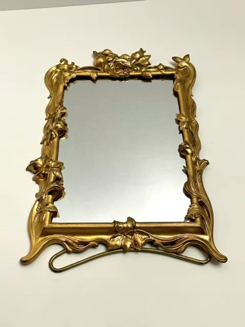 Antique C.1920s Gold Gilt French Louis XV Style Table Top Vanity Mirror