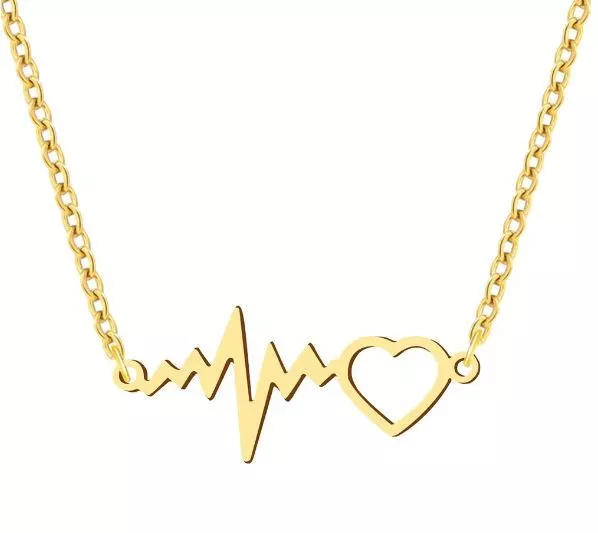 Halskette Herz Ekg Herzschlag Edelstahl Kette Damenschmuck Filigran Liebe