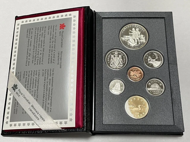 1990 Prestige RCM Royal Canadian Mint Proof 7 Coin Set Silver Dollar with COA